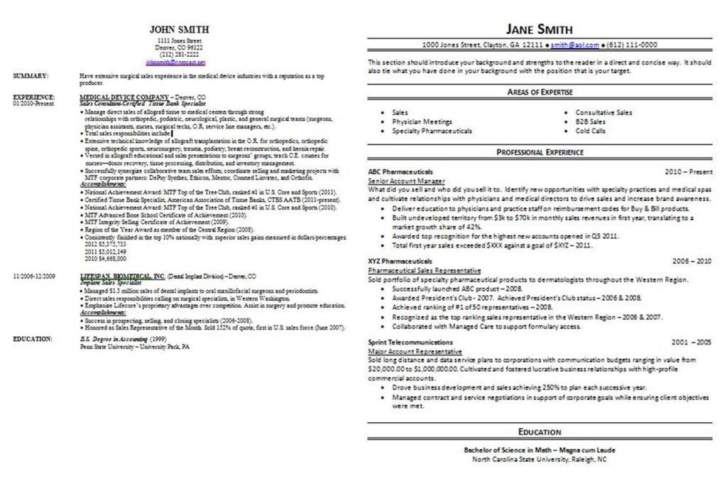 Picture of resume good and bad formats